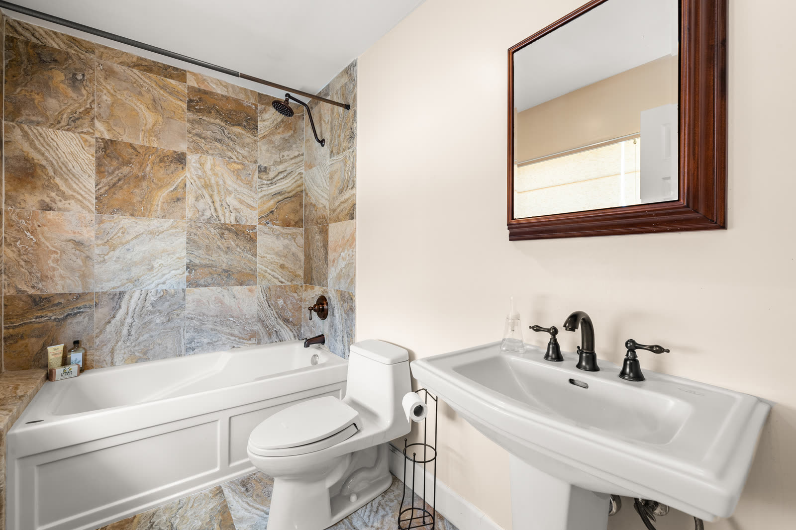 Bathroom with soaking tub